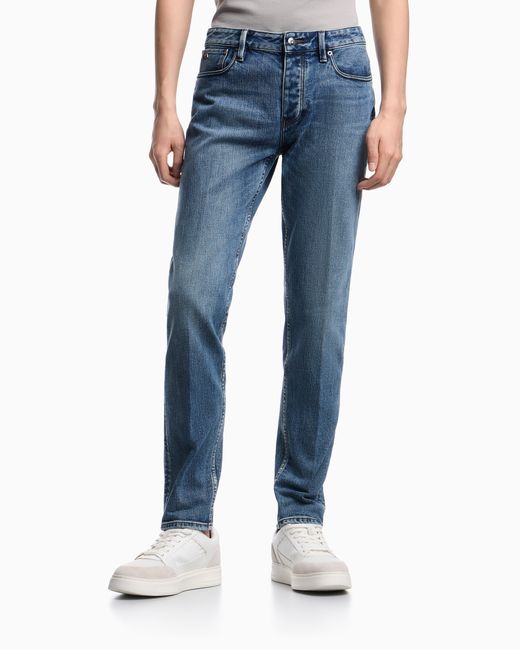 Emporio Armani Blue J75 Slim-Fit, Stretch Denim Jeans With Micro Spots for men