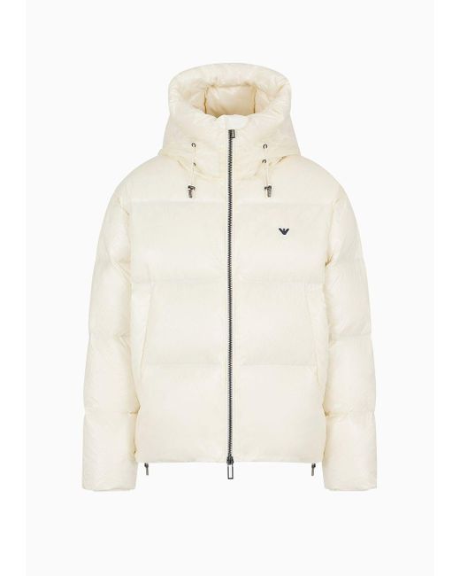 Emporio Armani Water-repellent Hooded Down Jacket In Quilted Nylon in White  for Men | Lyst Australia