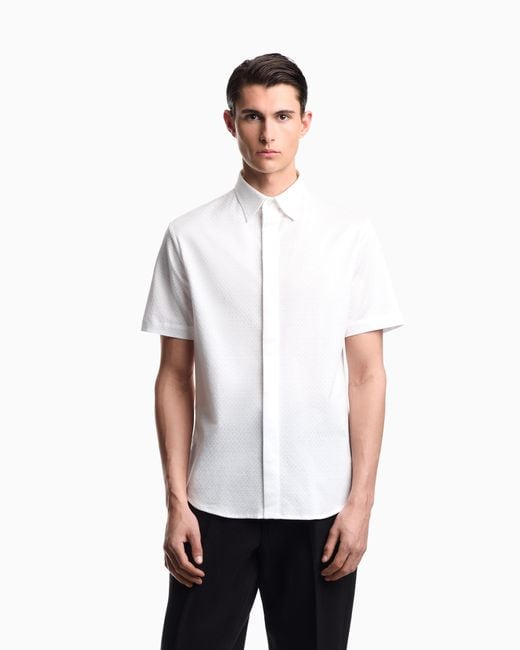 Emporio Armani White Short-Sleeved, Garment-Dyed Jersey Shirt for men