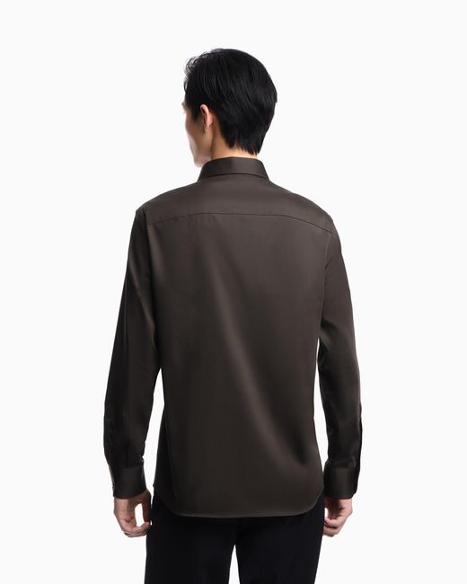 Emporio Armani Gray Stretch Pima Cotton Shirt for men