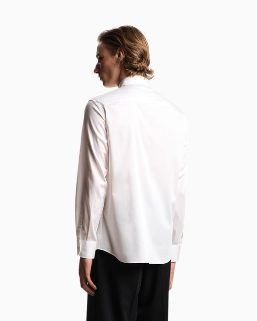 Emporio Armani White Stretch Pima Cotton Shirt for men