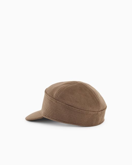 Gorra En Paño De Lana Con Logotipo Bordado Emporio Armani de hombre de color Brown
