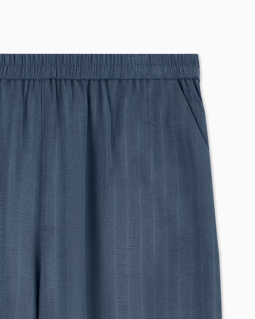 Emporio Armani Blue Pinstriped Flowing Fabric Trousers