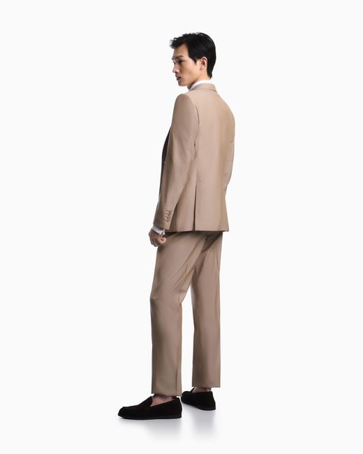 Emporio Armani Natural Single-Breasted Poplin Suit With A Solaro Effect for men