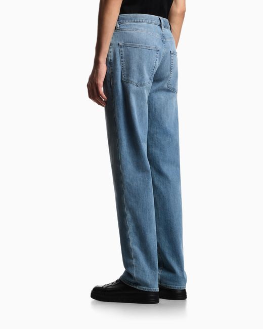 Emporio Armani Blue J76 Straight-Fit, Washed, 11.5-Oz Comfort-Denim Jeans for men