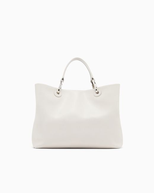 Emporio Armani White Myea Medium Shopper Bag