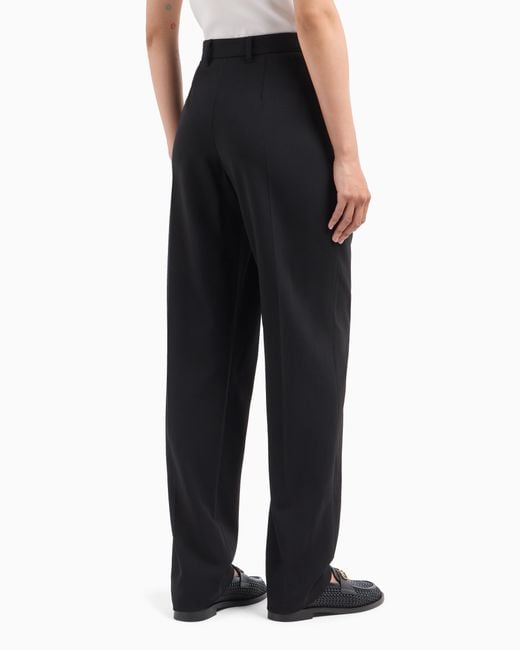 Emporio Armani Black Trousers With Pleats And A High Waist