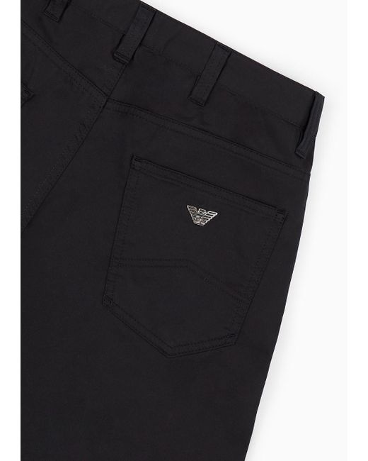 Emporio Armani Black Lustrous Comfort Cotton Board Shorts With Turned-up Cuffs for men