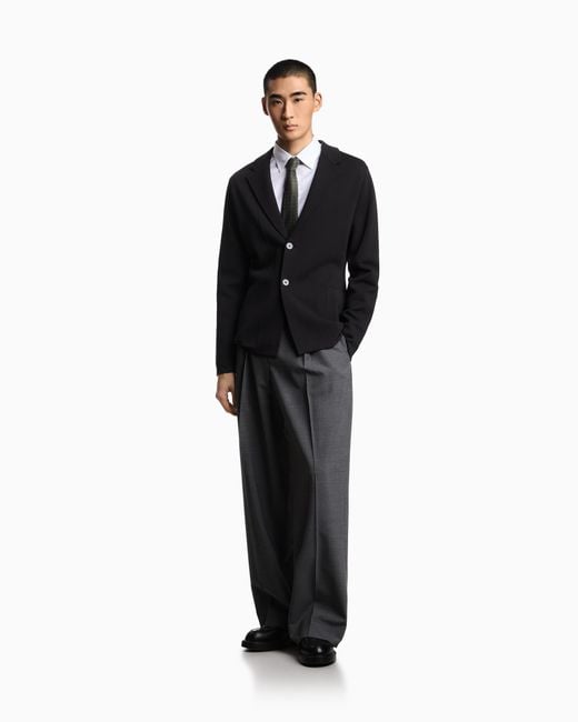 Emporio Armani Blue Icon Knitted, Single-Breasted Jacket for men