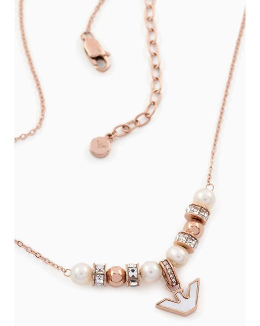 Emporio Armani White Mother Of Pearl Components Necklace