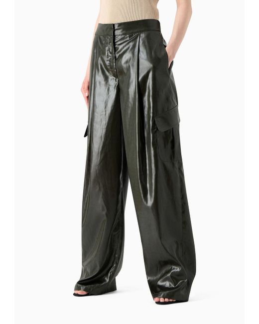 Emporio Armani Multicolor Sustainability Values Capsule Collection Recycled Technical Satin Cargo Trousers