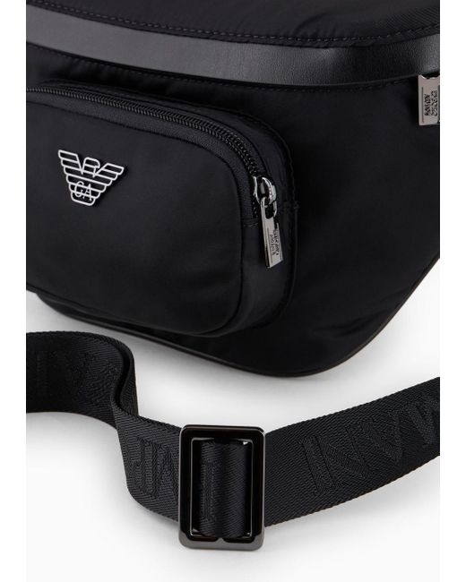 Emporio Armani Black Armani Sustainability Values Recycled Nylon Belt Bag for men