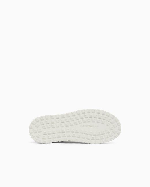 Emporio Armani White Smooth Leather Lace-Up Sneakers With A Textured Rubber Sole for men