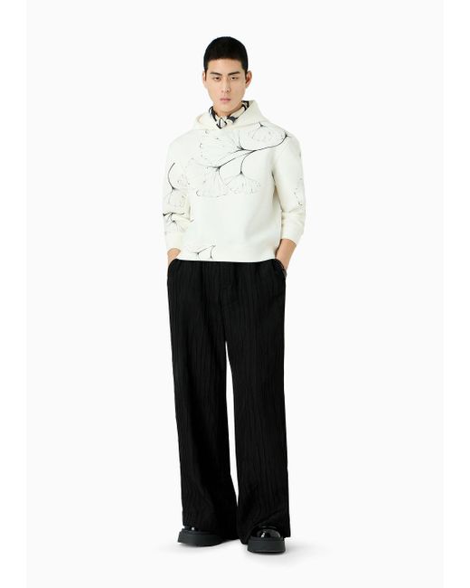 Emporio Armani Black Pleated Viscose Trousers With Extra-wide Leg for men