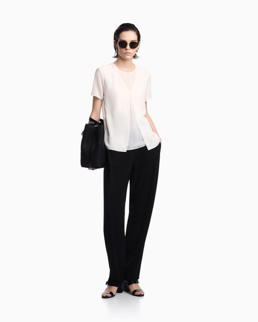 Emporio Armani Natural Two-Piece Technical Georgette Blouse