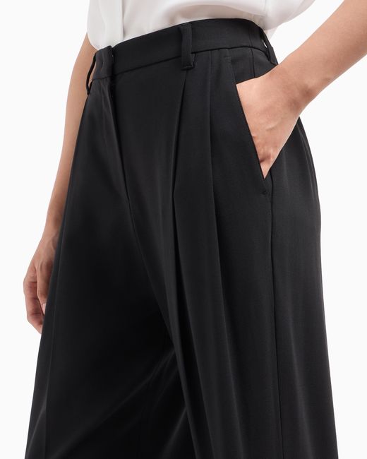 Emporio Armani Black Trousers With Pleats And A High Waist