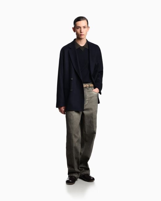 Emporio Armani Gray J80 Baggy Twist-Fit, Dirty-Wash Garment-Dyed Stretch-Denim Jeans for men