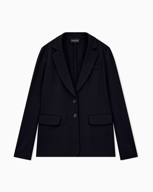 Emporio Armani Blue Stretch Jersey Interlock Blazer Travel Essential