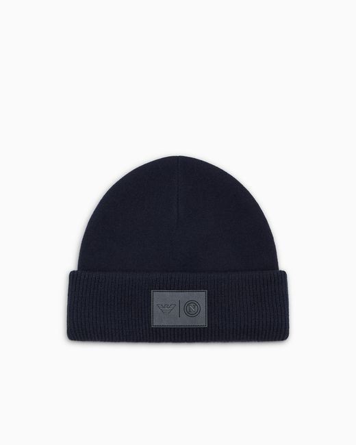 Emporio Armani Blue Virgin Wool Beanie Capsule Ssc Napoli for men