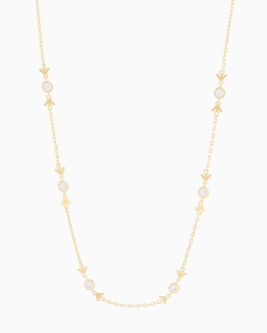Emporio Armani White Tone Sterling Station Necklace