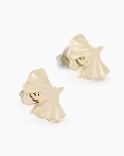 Emporio Armani White Tone Brass Stud Earrings