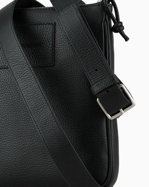 Emporio Armani Black Tumbled Shoulder Bag for men