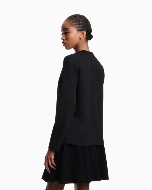 Emporio Armani Black Flowing Crêpe V-Neck Blouse