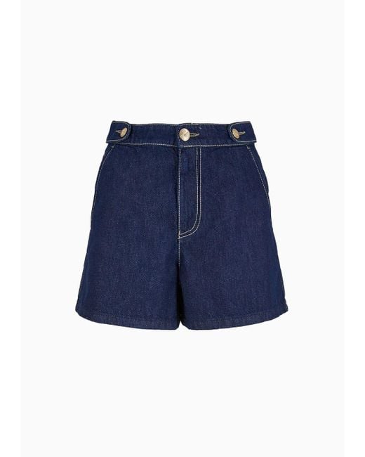 Shorts In Denim Rinse Comfort di Emporio Armani in Blue