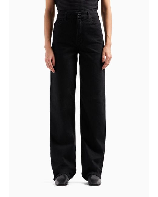 Emporio Armani Black J4b Mid-rise Straight-leg, Rinsed-denim Jeans