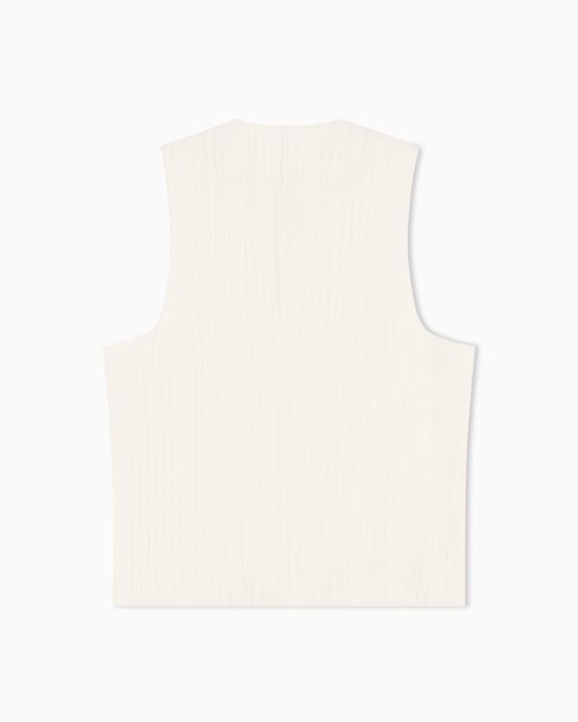 Emporio Armani White Embossed Jacquard Fabric Waistcoat With Wrinkle Effect for men