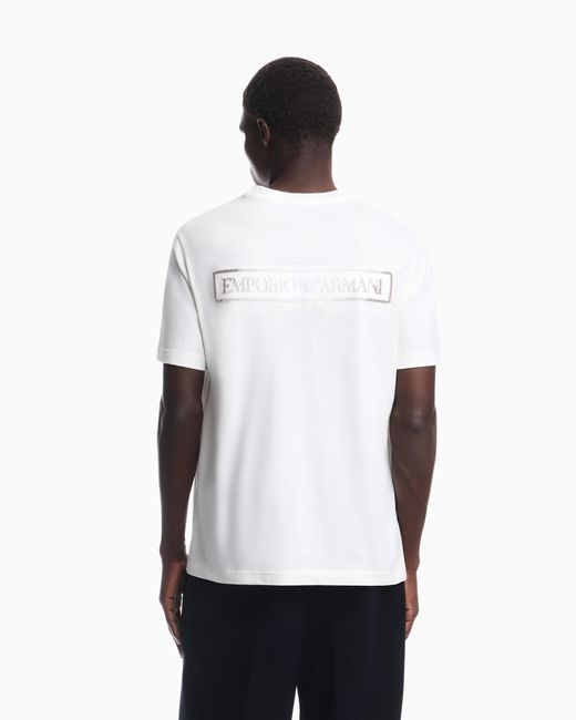 Emporio Armani White Jersey T-Shirt With Raised Soft-Touch Logo for men