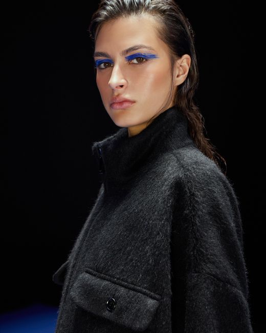 Emporio Armani Blue Asv Capsule Collection Full-Zip Virgin Wool And Mohair Blouson