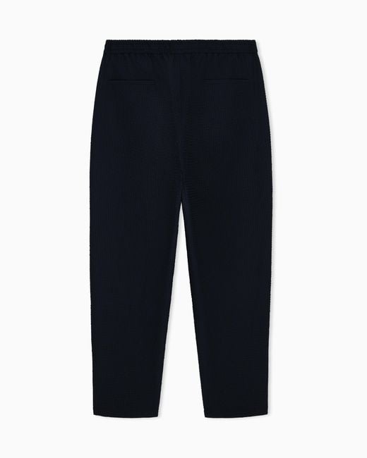 Emporio Armani Blue Icon Technical Seersucker Trousers for men