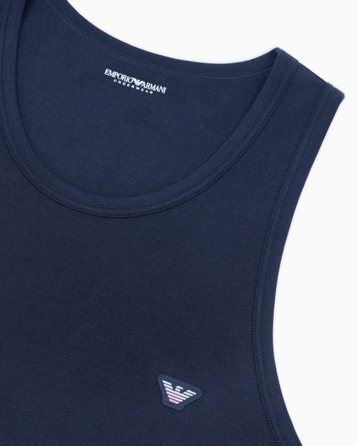 Canotta Loungewear Shiny Logoband Asv di Emporio Armani in Blue da Uomo