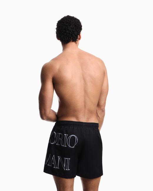 Emporio Armani Black Bold Logo Swim Shorts for men