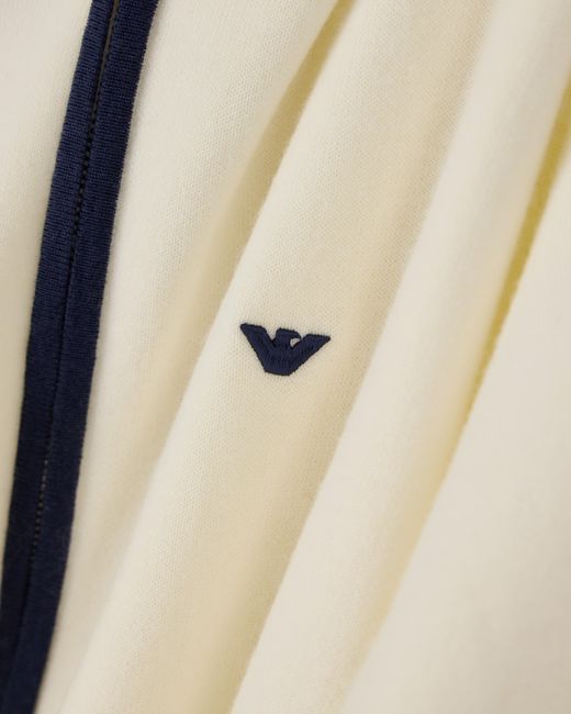 Emporio Armani Natural Travel Essential Virgin Wool Zip-Up Hoodie Cardigan for men