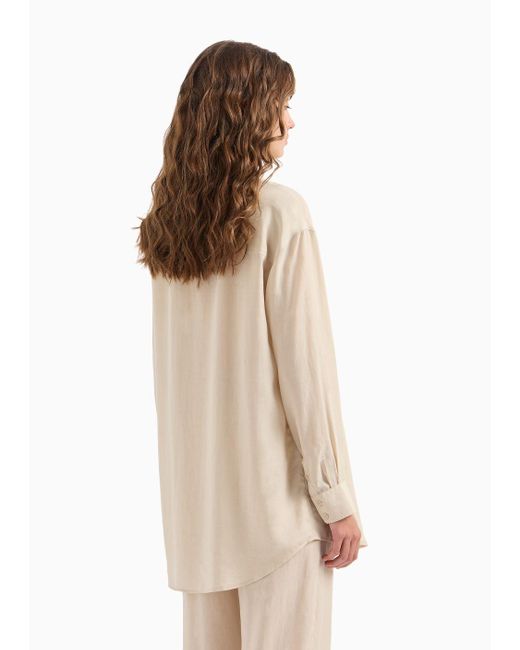 Emporio Armani Natural Oversized Shirt In Fluid Cotton