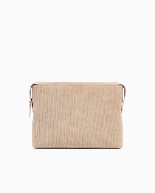 Emporio Armani Natural Embossed Suede Pouch for men