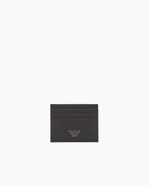 Emporio Armani White Regenerated Saffiano Card Holder for men