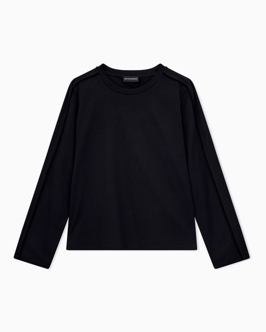 Emporio Armani Blue Mercerized Jersey Shirt With Chenille Tape Travel Essential