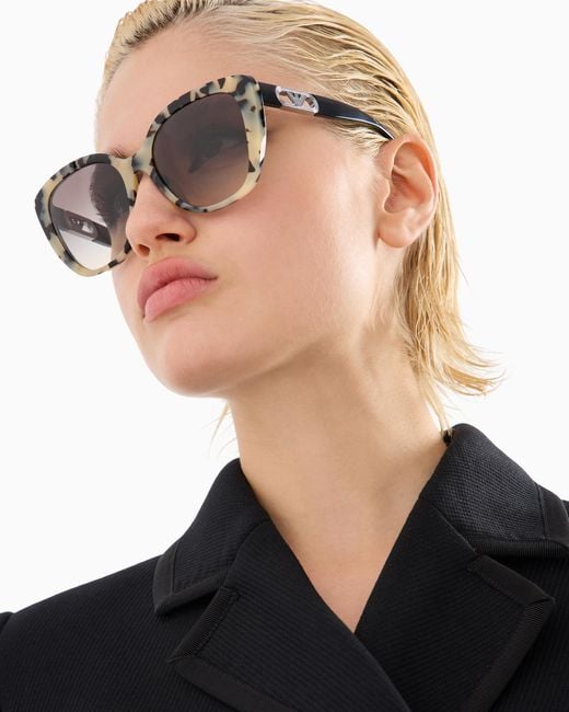 Emporio Armani Gray Butterfly-Shaped Sunglasses