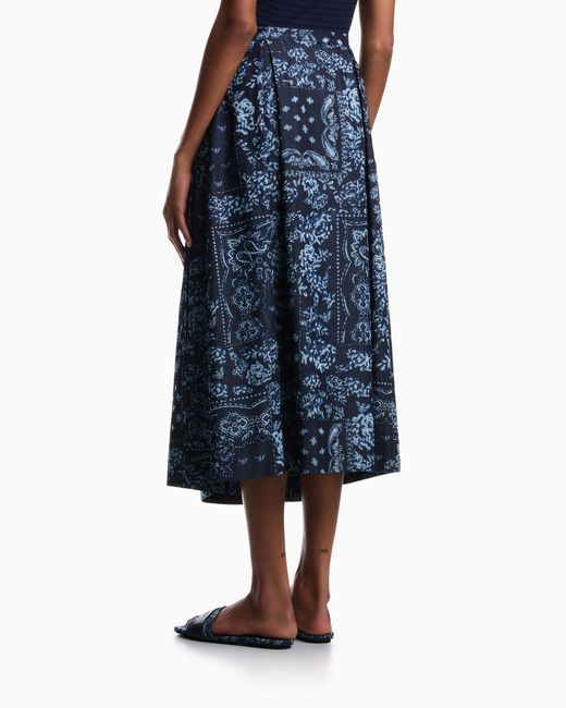 Emporio Armani Blue Bandana Print Chambray Skirt