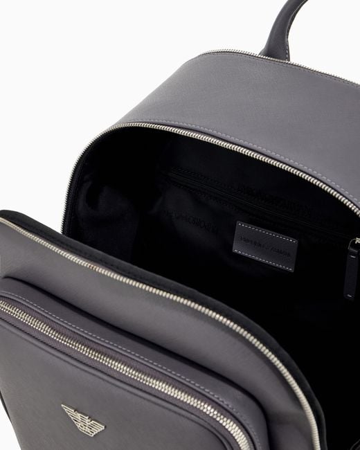 Emporio Armani Gray Backpack With A Metallic Logo And-Tone Zips for men