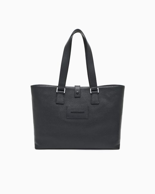Emporio Armani Black Tumbled Leather Shopper Bag for men