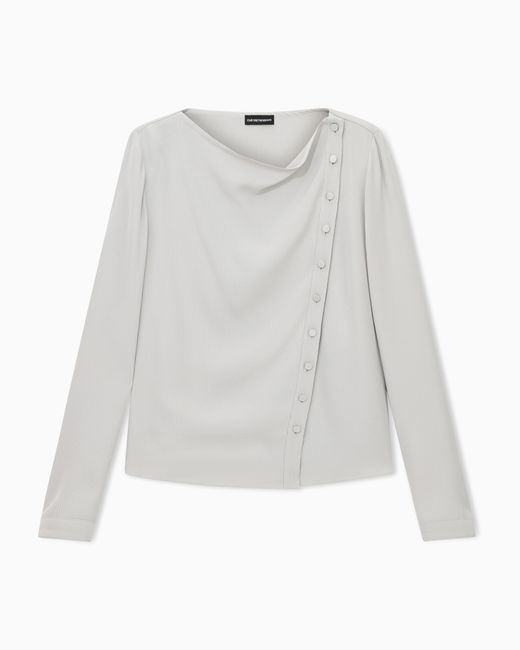 Emporio Armani White Canneté Fabric Blouse Signature Capsule