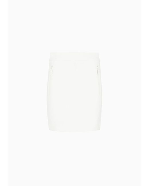 Emporio Armani White Double Jersey Pencil Mini Skirt