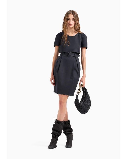 Emporio Armani Black Kleid Mit Zweiteiliger Optik Aus Baumwolle