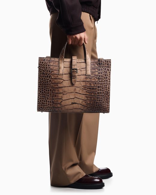 Bolso Modelo Business De Piel Con Estampado De Cocodrilo Emporio Armani de hombre de color Natural