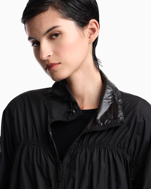 Emporio Armani Blue Reversible Blouson Jacket With Matte And Shiny Finishes