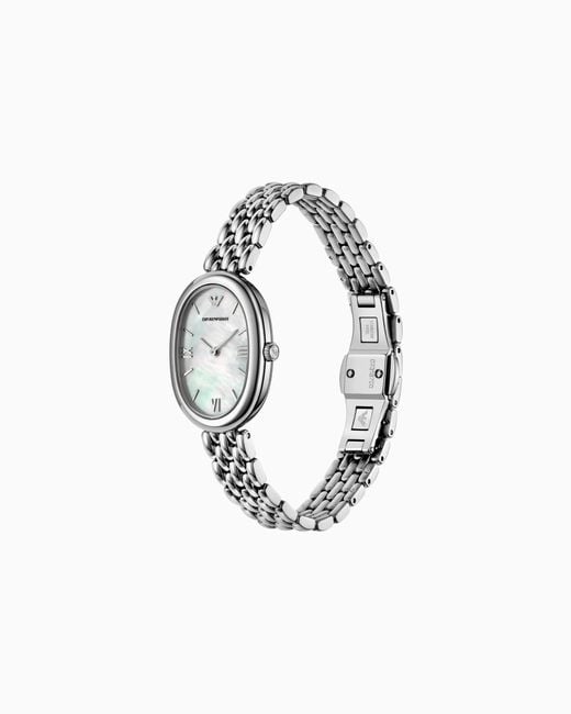 Emporio Armani White Two-Hand Stainless Steel Watch